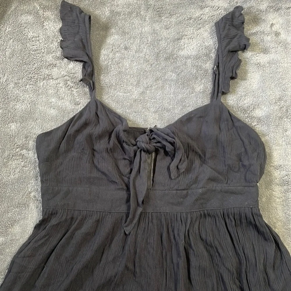 Forever 21 Medium Mini Dress Womens Black Ruffle Strap Tie Front‎ Sundress